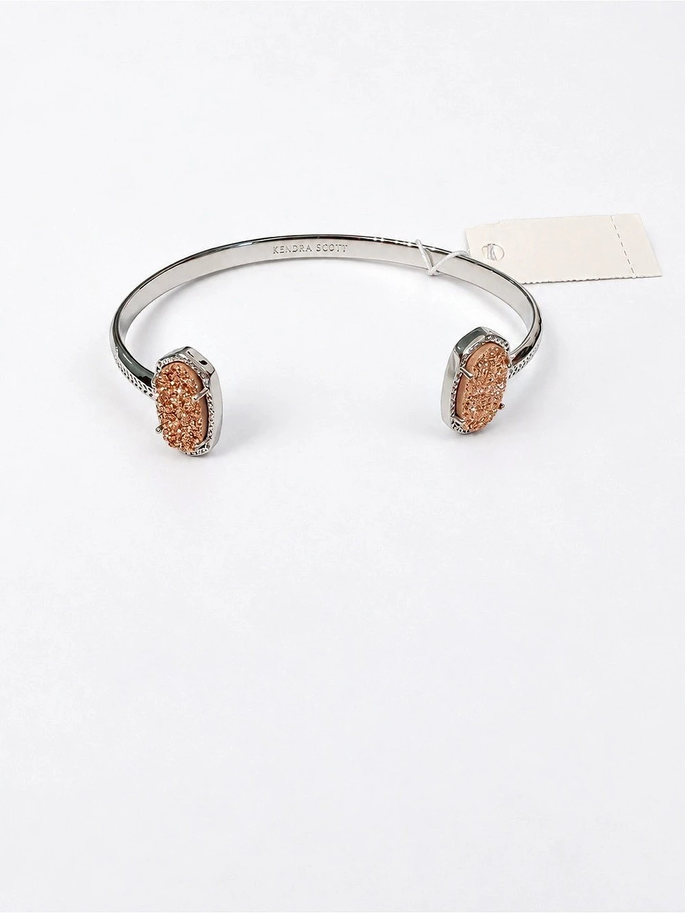 Kendra Scott Elton Silver Cuff Bracelet in Platinum Drusy NWT